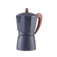 European Style Moka Pot with Wood Grain Handle, Speckled Spray Paint
