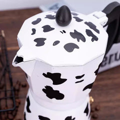 Cow Pattern Spray Painted Aluminum Moka Pot