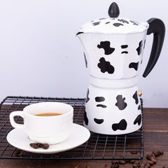 Cow Pattern Spray Painted Aluminum Moka Pot
